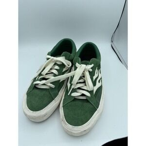 Straye Shoes Mens Size 12 Green Suede Flame Low Top Skate Sneakers Casual